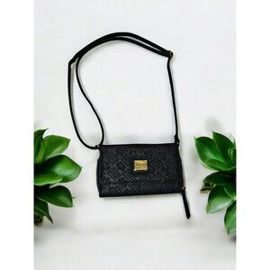Juicy Couture Black Wordy Crossbody Bag Wallet w/Gold Logo & Adjustable Strap